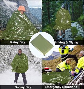 Paquete de <span class=keywords><strong>4</strong></span> Mantas de Emergencia Extra Grande Térmica Mylar Foil Space Green Manta Hojas de Calor para Senderismo al Aire Libre Supervivencia Primeros Auxilios - Product Image 4