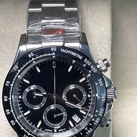 Montre-bracelet chronographe pour homme 40 mm | Bracelet, lunette tachymetre, cadran noir, aiguilles lumineuses, affichage de la date