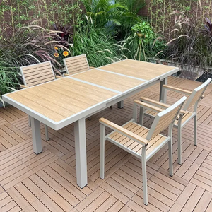 Waterproof Anti-Corrosion Composite Wood <b>Outdoor</b> Table Set With <b>Stackable</b> Armrest <b>Chairs</b> for Home Living Room Hotel Furniture OT - Product Image 5