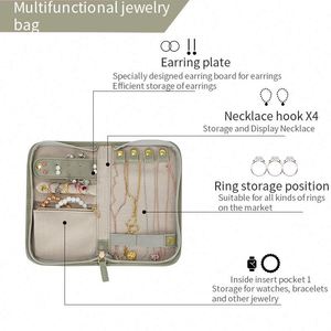 Bolsa de Almacenamiento de Joyas de Viaje Personalizada de Fábrica BSCI para Collares, Pendientes, Anillos, Pulseras, Estuche Organizador de Joyas - Product Image 3