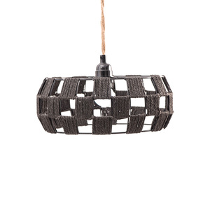 Abat-jour cylindrique de style rustique jaune et noir, écologique, pour salon, salle à manger, maison d'hôtes, salle de thé Zen - Product Image 5