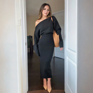 Robe à épaules dénudées pour femmes Offre Spéciale d'usine-Robe de sirène élégante de couleur unie, robe de soirée de fête avec ourlet queue de poisson OEM - Product Image 2