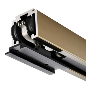 Roulettes de suspension robustes pour porte coulissante moderne à double battant en bois et métal, capacité de charge 120 kg, avec fermeture amortie - Product Image 6