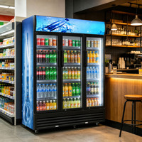 Réfrigérateur commercial personnalisé à 3 portes vitrées, vertical, mini, équipement de réfrigération commercial, refroidisseur de boissons
