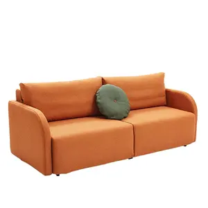 Sofá de tecido dobrável com 3 lugares, apartamento casa sala de estar sofá duplo moderno sofá de couro sintético de plástico