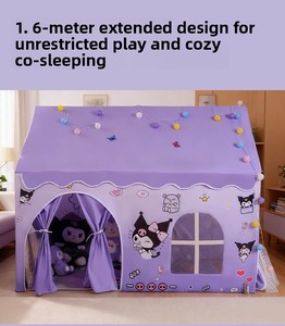 Carpa de Juego Grande con Doble Puerta y Ventana para Niños, Casa de Juegos Tipo Castillo de Princesa, Juguete Interior para Niñas, Uso Doméstico, Base Secreta - Product Image 5