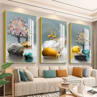 Lot de 3 tableaux encadrés en porcelaine cristalline, art mural géométrique abstrait moderne de luxe, vente en gros