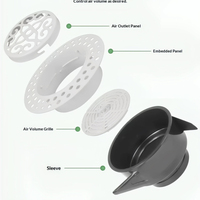 Rejilla de Ventilación Circular Ultrafina sin Marco, Preinstalada, con Salida de Aire Ajustable, Minimalista