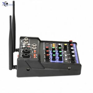 Mini console de mixage audio numérique USB professionnelle 4 canaux avec 2 micros sans fil pour diffusion en direct et chant - Product Image 2