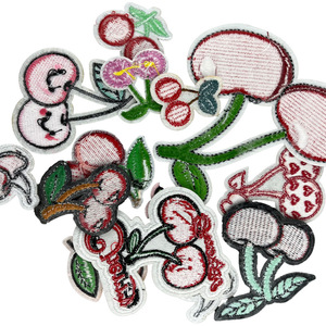 Wholesale Sell Self-Adhesive Applique Heat Press Cartoon Letter Logo Pattern Cherry Custom Embroidery Patch <b>Iron</b> <b>On</b> Clothing - Product Image 5