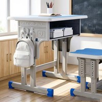 Bureau et chaise d'écolier simples, modernes, stables et réglables pour une seule personne