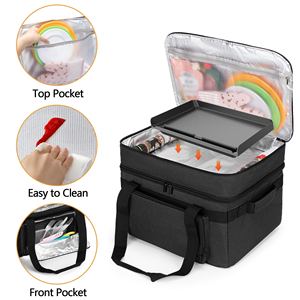 Sac de transport pour barbecue d'intérieur avec coussin inférieur, compatible avec les grils sans fumée, sac pour barbecue électrique double couche avec section pour plaques - Product Image 5