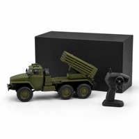 Camion militaire RC à l'échelle 1/16, 6x6, lance-roquettes, télécommande 2,4 GHz, véhicule tout-terrain avec lumières, prêt à rouler, jouet pour enfants