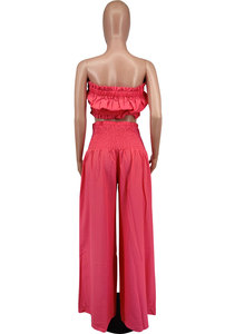 <span class=keywords><strong>Ensemble</strong></span> d'été plissé <span class=keywords><strong>ample</strong></span> pour femme, vente en gros, couleur unie, débardeur bustier et camisole sans manches avec dentelle ajustable - Product Image 5