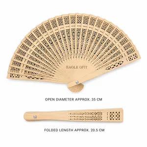 Abanico de Madera Grabado Personalizado de Alta Calidad, Recuerdo de Fiesta Portátil, Regalo de Cumpleaños, Servicio OEM, Abanico Plegable de Madera - Product Image 2