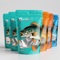 Haute qualité refermable pêche Doypack 3 joint latéral pochette à fermeture éclair fenêtre transparente Mylar sac pour poisson appât poudre