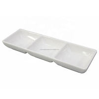 3 plats de sauce soja divisés en forme de rectangle couleur blanche ustensiles de cuisine en céramique plastique écologique