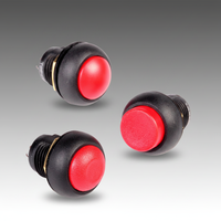 Interrupteur à bouton-poussoir miniature mécanique momentané 1NO, étanche IP67, en plastique, tête ronde rouge, autobloquant, 12 mm, 12 V, pour artisanat