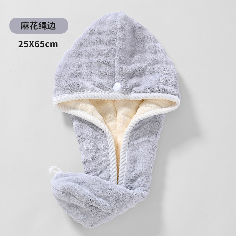 Bonnet de séchage pour cheveux triangulaire gris double épaisseur [26*65cm]