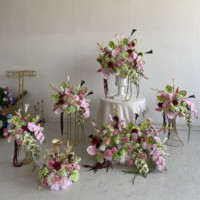 Boule de fleurs PPS de qualité supérieure, rose et verte, arrangement floral en soie pour centre de table de mariage, événement, décoration intérieure