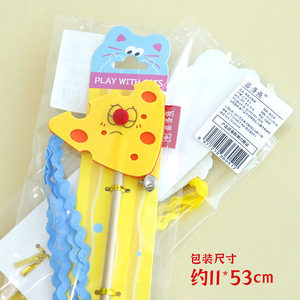 Kita Fish Cheese Popcorn Sushi Long Flowing Wood Cat Teasing Stick with Bell Bite-resistant Pet Toy for Cats - Product Image 2