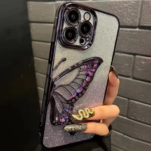 เคสโทรศัพท์สุดหรูลายผีเสื้อสำหรับผู้หญิงทรายดูดระยิบระยับระยิบระยับสำหรับโทรศัพท์15 <span class=keywords><strong>14</strong></span> 13 12 <span class=keywords><strong>11</strong></span> PRO MAX กับฝาครอบฟิล์มเลนส์กระจก - Product Image 4