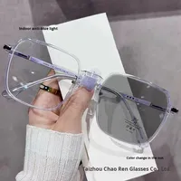 Lunettes de lecture anti-lumière bleue à changement de couleur, monture carrée, style mince et tendance, vente flash en direct