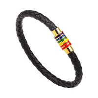 DPANCO ST0223 Vente en gros Bracelets magnétiques tendance en cuir PU avec fermoir arc-en-ciel forme géométrique unisexe pour anniversaire