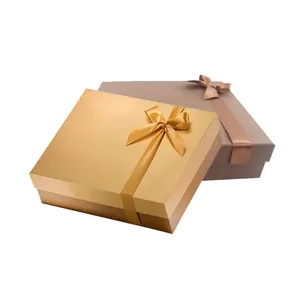 定制回收金花式纸饼干巧克力礼品盒带丝带蝴蝶结