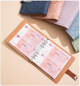 Carpeta de ahorro de dinero de 50 páginas con clip, de cuero PU, para guardar billetes, monedas y recibos, tipo cartera con anillas, <span class=keywords><strong>libro</strong></span> de presupuesto para ahorro - Product Image 5