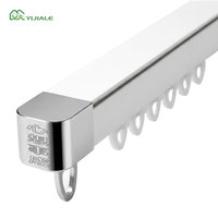 YIJIALE Vente en gros Rail de rideau en aluminium robuste de 73,5 pouces pour fenêtre en baie avec glissières, rail de rideau réglable