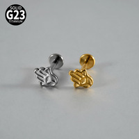 Piercing de titanio F136 G23 con textura, sin rosca, tipo push-pin, parte trasera plana, para oreja, labio, nariz, joyería de moda, regalo para bodas y fiestas