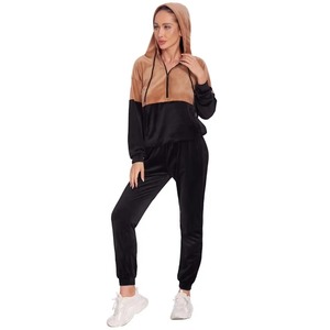 Ensemble de survêtement sportif rouge pour femmes, 2 pièces, tricoté, col montant, respirant, toutes saisons, coupe régulière - Product Image 6