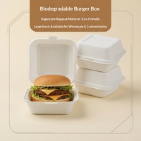 Boîte alimentaire jetable en bagasse, type clamshell, biodégradable, compostable, emballage alimentaire écologique, boîte à emporter pour le déjeuner