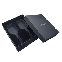 Boîtes cadeaux en papier noir champagne de luxe avec finition mate, avec logo, pour verres à vin, bouteille, insert en mousse, boîte cadeau