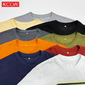 Camiseta masculina com estampa de tela personalizada com logotipo 210g 100% algodão pesado, camiseta de tamanho grande para homens, roupa de rua, plus size