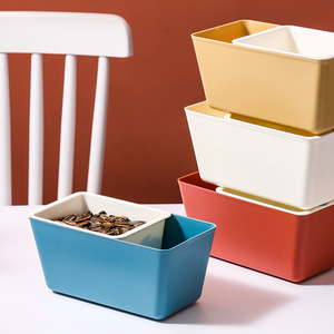 Caja de Aperitivos de Doble Capa, Rectangular, Desmontable, Contenedor de Almacenamiento para Frutas, Estilo Nórdico, Azul, Blanco, Rojo, Amarillo, para Fiestas - Product Image 2