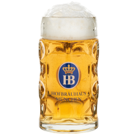 Hofbraeuhaus Muenchen, verres à bière classiques de haute qualité, durables et réutilisables, 1 L, avec poignée, logo HB original pour l'Oktoberfest