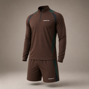 Ensemble personnalisé de maillot et short d'entraînement de volley-ball d'automne avec demi-zip et tissu brossé - Product Image 5