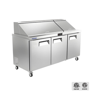 Station de préparation de salades pour restaurant commercial, réfrigérateur avec refroidissement par air, 3 portes, contrôle numérique et dégivrage <span class=keywords><strong>automatique</strong></span> - Product Image 1