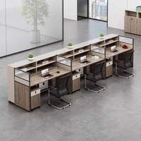 BGZ-220X – Bureau d'ordinateur en L moderne et minimaliste en PVC avec cloison d'écran et chaise de bureau pour 4/6 personnes