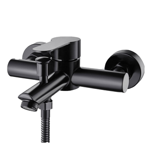 Mitigeur de douche mural moderne noir mat à poignée unique, mélangeur d'eau chaude et froide apparent pour salle de bain et baignoire - Product Image 1