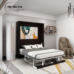 <span class=keywords><strong>Lit</strong></span> mural <span class=keywords><strong>motorisé</strong></span> avec télécommande et bureau, design pliable invisible, <span class=keywords><strong>lit</strong></span> Murphy pour petite chambre à coucher en chêne, mobilier de bureau - Product Image 2