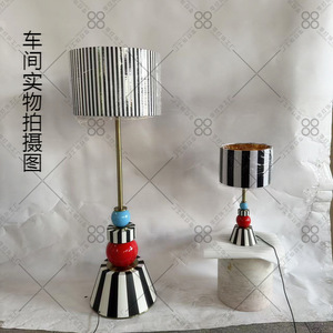 Isabel Black And White Striped Table <b>Lamp</b> Led Light E27 <b>Switch</b> Control Living Room Bedroom Decorative <b>Lamp</b> - Product Image 4
