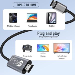 SYONG 2M USB tipo C a HDMI Cable 4K30Hz Conductor de cobre desnudo chaqueta de PVC para HDTV Audio Video ordenador proyector REPRODUCTOR DE DVD uso - Product Image 6