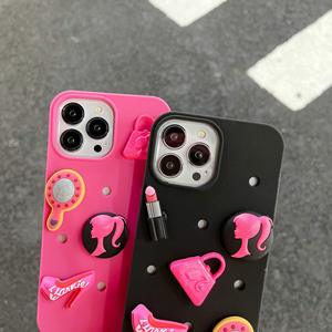 Coque de téléphone DIY Hole <span class=keywords><strong>Rose</strong></span> Red, adaptée aux modèles 14 Pro Max, 12, 11, 13, style japonais et coréen - Product Image 4