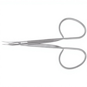 Tijeras para suturas con cinta adhesiva de 3-3/4″ (9.5 cm) curvadas – Tijeras de sutura de acero inoxidable con anillo grande y punta afilada para cirugía ocular y plástica - Product Image 1