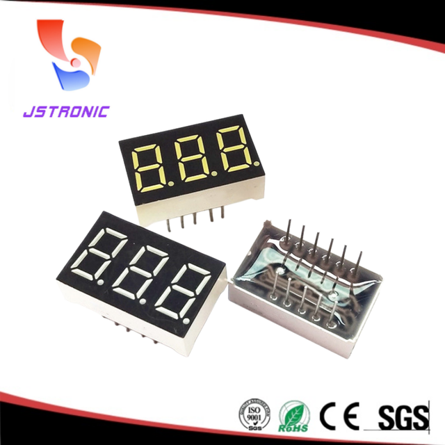 Jstronic 0.36 Inch 3-Digit 7 Segment LED Display 12 Pin 3 Digit Common Anode/Cathode Seven Segment Display