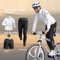 Ensemble de vêtements de cyclisme pour hommes, haut coupe-vent à séchage rapide avec demi-zip, pantalon de compression ajusté, short ample, pour VTT
