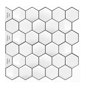 Interior Waterproof Deco Wall Tiles Backsplash Tile Kitchen Hexagon White Stick Wall Tile Crystal 3D